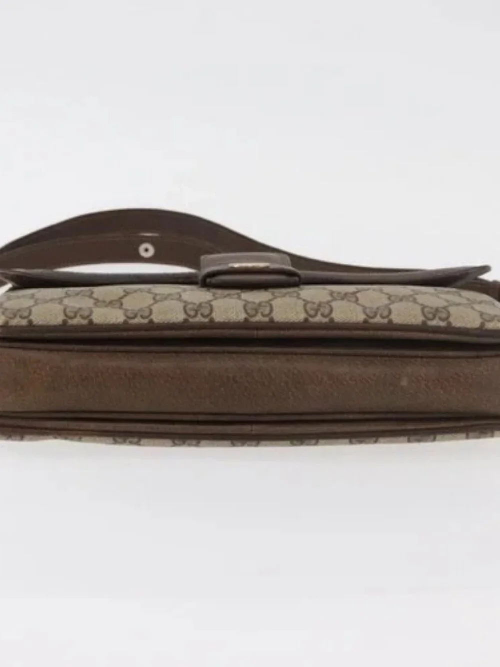 GUCCI GG Supreme Horsebit Shoulder Bag PVC Beige Gold 001 16 4084 Auth 175390